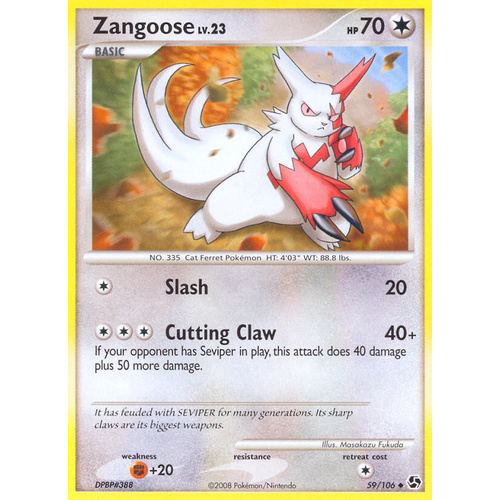 Zangoose 59/106 DP Great Encounters Uncommon Pokemon Card NEAR MINT TCG