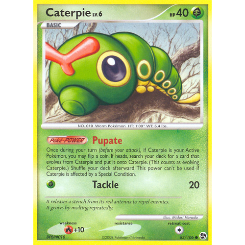 Caterpie 63/106 DP Great Encounters Common Pokemon Card NEAR MINT TCG