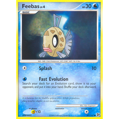 Feebas 67/106 DP Great Encounters Common Pokemon Card NEAR MINT TCG