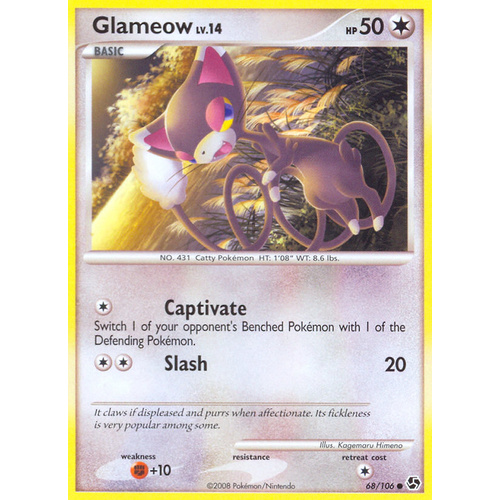Glameow 68/106 DP Great Encounters Common Pokemon Card NEAR MINT TCG