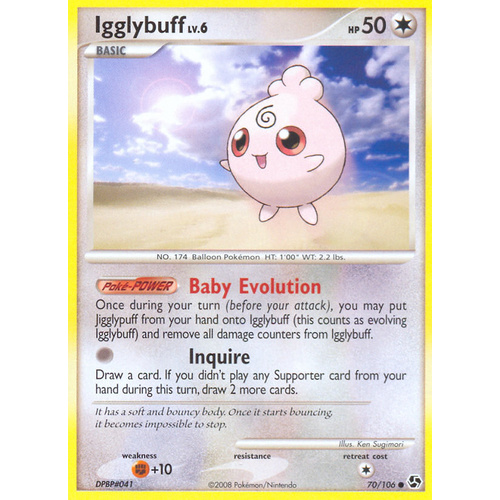 Igglybuff 70/106 DP Great Encounters Common Pokemon Card NEAR MINT TCG