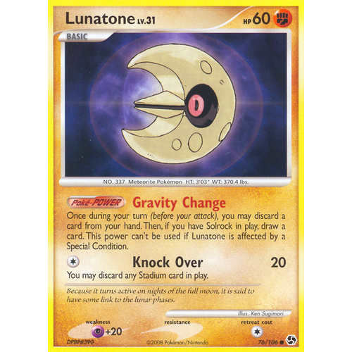 Lunatone 76/106 DP Great Encounters Common Pokemon Card NEAR MINT TCG