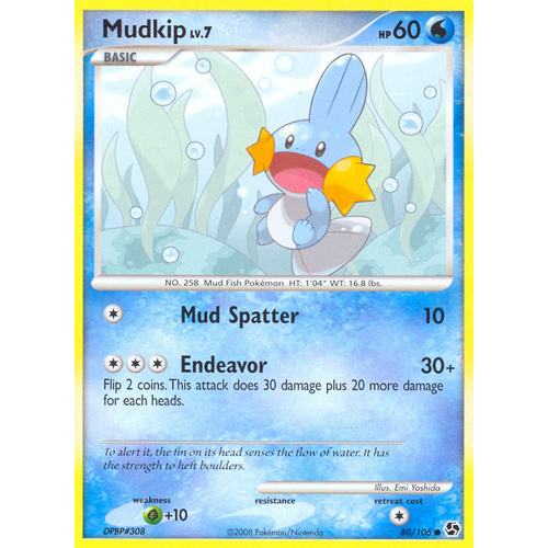 Mudkip 80/106 DP Great Encounters Common Pokemon Card NEAR MINT TCG