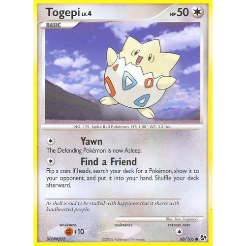 Togepi 88/106 DP Great Encounters Common Pokemon Card NEAR MINT TCG