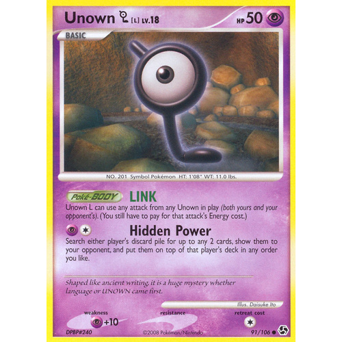 Unown L 91/106 DP Great Encounters Common Pokemon Card NEAR MINT TCG