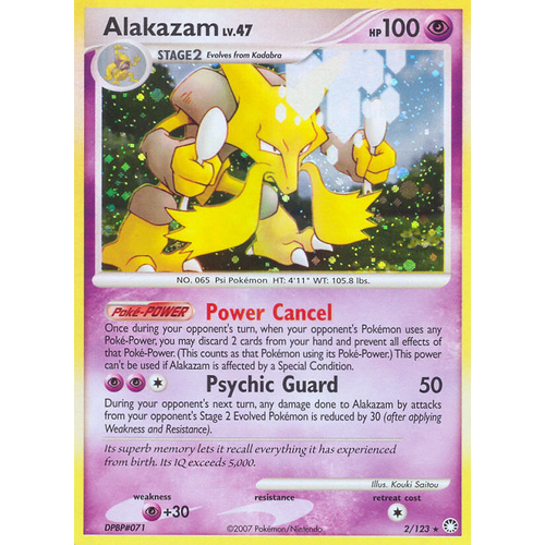 Alakazam 2/123 DP Mysterious Treasures Holo Rare Pokemon Card NEAR MINT TCG