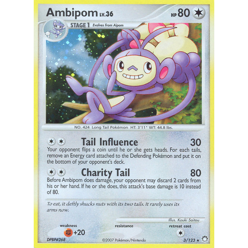 Ambipom 3/123 DP Mysterious Treasures Holo Rare Pokemon Card NEAR MINT TCG