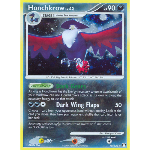 Honchkrow 10/123 DP Mysterious Treasures Holo Rare Pokemon Card NEAR MINT TCG