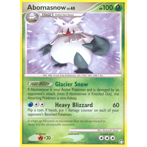 Abomasnow 19/123 DP Mysterious Treasures Rare Pokemon Card NEAR MINT TCG