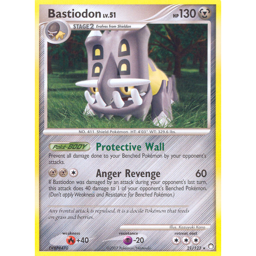 Bastiodon 21/123 DP Mysterious Treasures Rare Pokemon Card NEAR MINT TCG