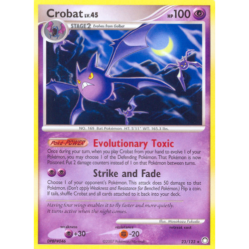 Crobat 23/123 DP Mysterious Treasures Rare Pokemon Card NEAR MINT TCG