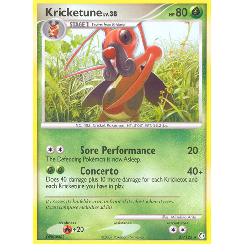 Kricketune 27/123 DP Mysterious Treasures Rare Pokemon Card NEAR MINT TCG