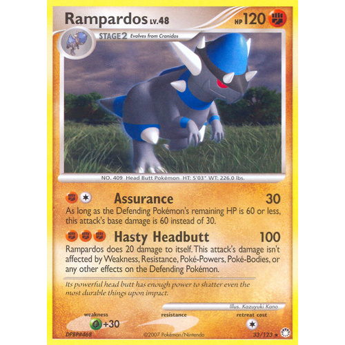 Rampardos 33/123 DP Mysterious Treasures Rare Pokemon Card NEAR MINT TCG