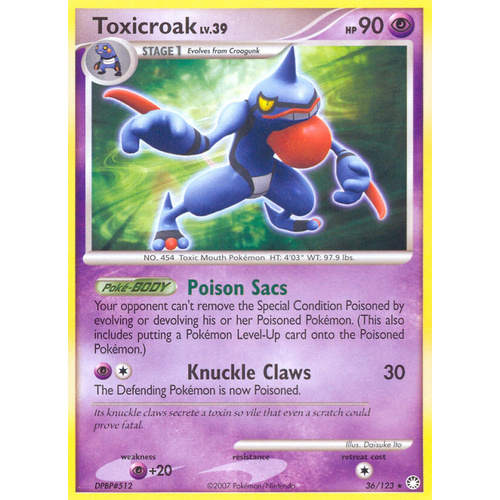 Toxicroak 36/123 DP Mysterious Treasures Rare Pokemon Card NEAR MINT TCG