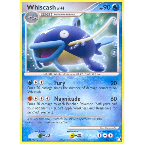 Whiscash 40/123 DP Mysterious Treasures Rare Pokemon Card NEAR MINT TCG