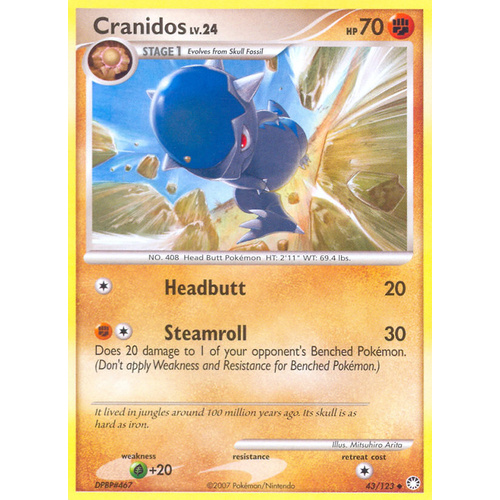 Cranidos 43/123 DP Mysterious Treasures Uncommon Pokemon Card NEAR MINT TCG
