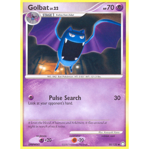 Golbat 50/123 DP Mysterious Treasures Uncommon Pokemon Card NEAR MINT TCG