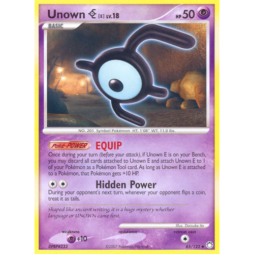 Unown E 65/123 DP Mysterious Treasures Uncommon Pokemon Card NEAR MINT TCG