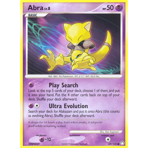 Abra 69/123 DP Mysterious Treasures Common Pokemon Card NEAR MINT TCG