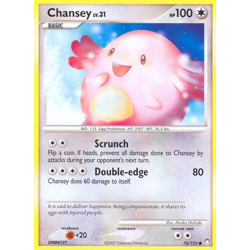 Chansey 76/123 DP Mysterious Treasures Common Pokemon Card NEAR MINT TCG