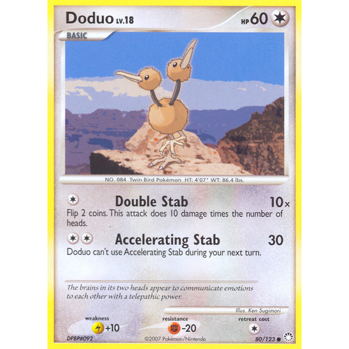 Doduo 80/123 DP Mysterious Treasures Common Pokemon Card NEAR MINT TCG