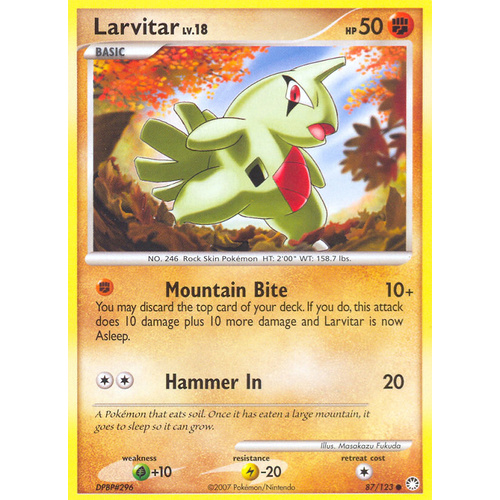 Larvitar 87/123 DP Mysterious Treasures Common Pokemon Card NEAR MINT TCG