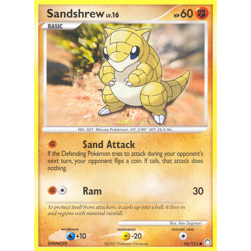 Sandshrew 96/123 DP Mysterious Treasures Common Pokemon Card NEAR MINT TCG