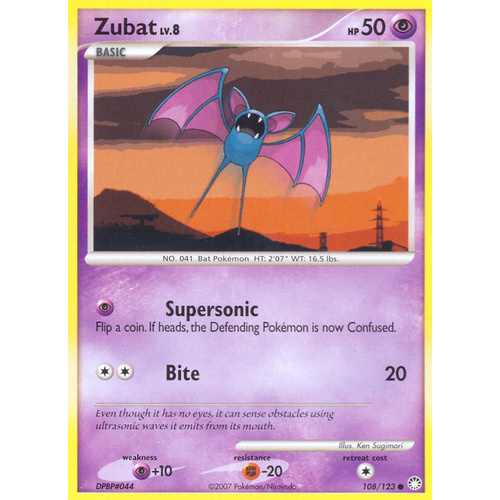 Zubat 108/123 DP Mysterious Treasures Common Pokemon Card NEAR MINT TCG