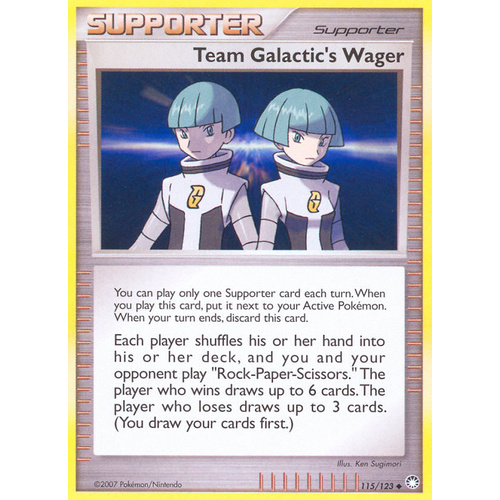 Team Galactic's Wager 115/123 DP Mysterious Treasures Uncommon Trainer Pokemon Card NEAR MINT TCG