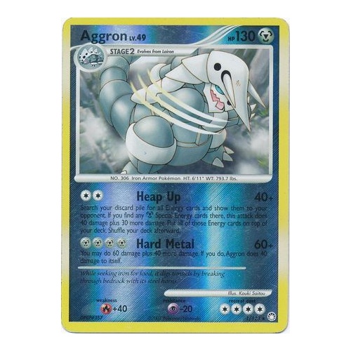 Aggron 1/123 DP Mysterious Treasures Reverse Holo Rare Pokemon Card NEAR MINT TCG