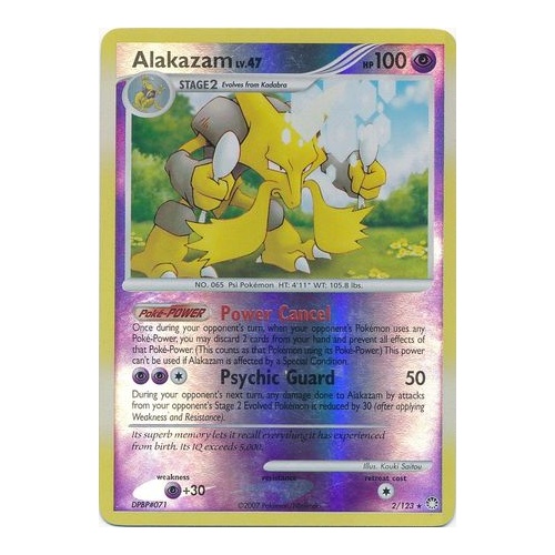 Alakazam 2/123 DP Mysterious Treasures Reverse Holo Rare Pokemon Card NEAR MINT TCG