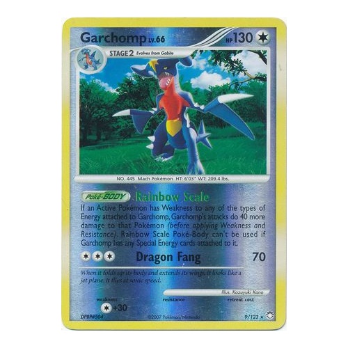 Garchomp 9/123 DP Mysterious Treasures Reverse Holo Rare Pokemon Card NEAR MINT TCG