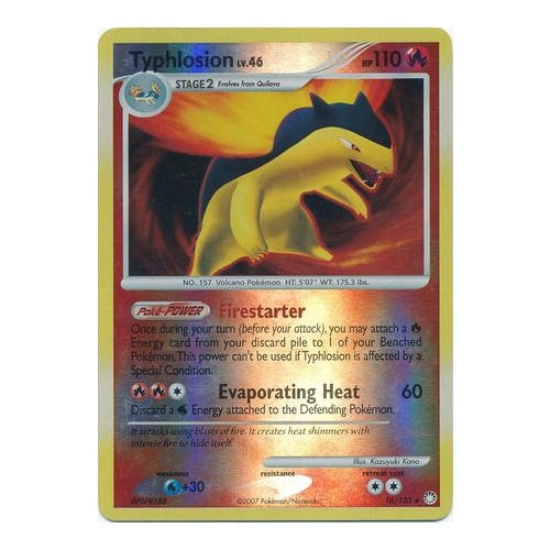 Typhlosion 16/123 DP Mysterious Treasures Reverse Holo Rare Pokemon Card NEAR MINT TCG