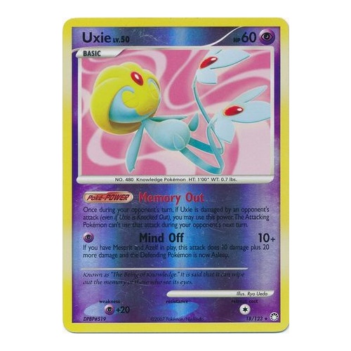 Uxie 18/123 DP Mysterious Treasures Reverse Holo Rare Pokemon Card NEAR MINT TCG
