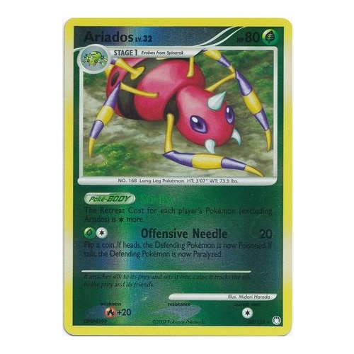 Ariados 20/123 DP Mysterious Treasures Reverse Holo Rare Pokemon Card NEAR MINT TCG