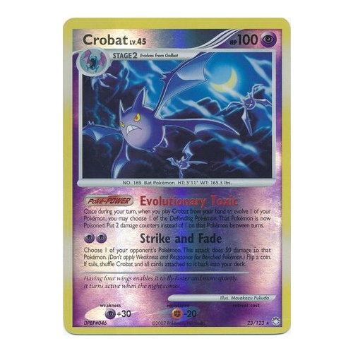 Crobat 23/123 DP Mysterious Treasures Reverse Holo Rare Pokemon Card NEAR MINT TCG
