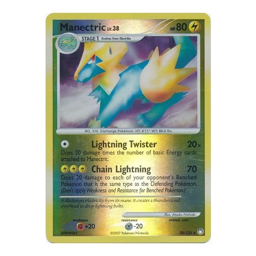 Manectric 28/123 DP Mysterious Treasures Reverse Holo Rare Pokemon Card NEAR MINT TCG