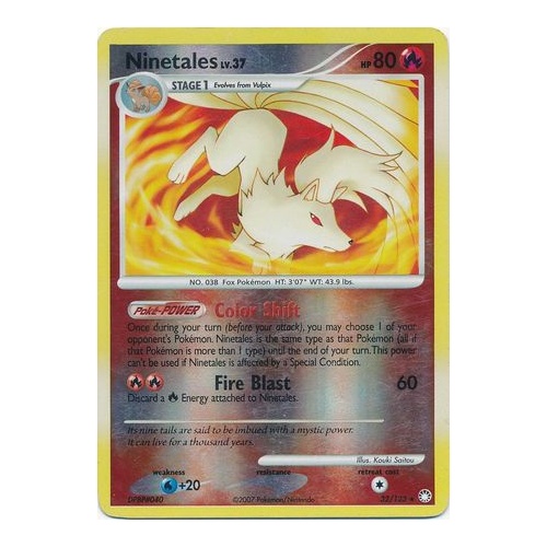 Ninetales 32/123 DP Mysterious Treasures Reverse Holo Rare Pokemon Card NEAR MINT TCG
