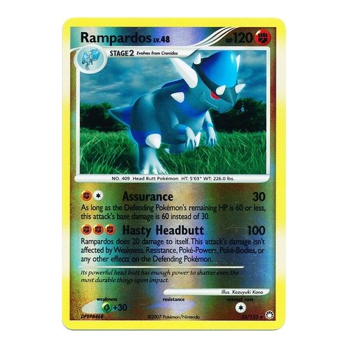 Rampardos 33/123 DP Mysterious Treasures Reverse Holo Rare Pokemon Card NEAR MINT TCG