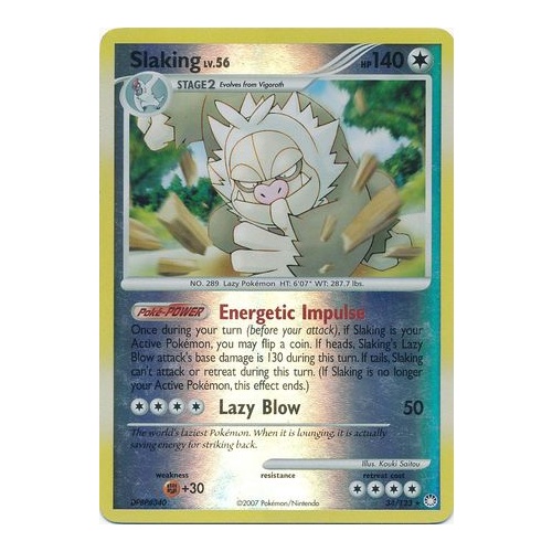 Slaking 34/123 DP Mysterious Treasures Reverse Holo Rare Pokemon Card NEAR MINT TCG