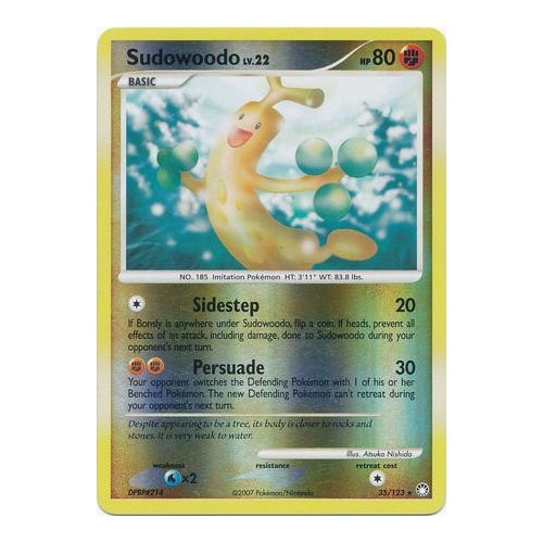 Sudowoodo 35/123 DP Mysterious Treasures Reverse Holo Rare Pokemon Card NEAR MINT TCG
