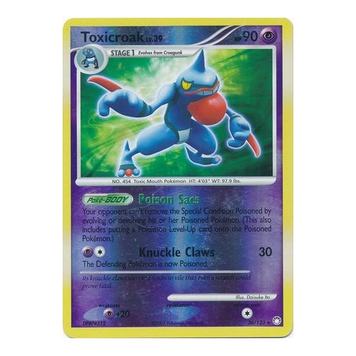 Toxicroak 36/123 DP Mysterious Treasures Reverse Holo Rare Pokemon Card NEAR MINT TCG
