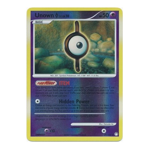 Unown I 37/123 DP Mysterious Treasures Reverse Holo Rare Pokemon Card NEAR MINT TCG