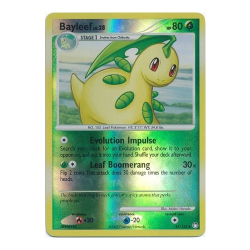 Bayleef 41/123 DP Mysterious Treasures Reverse Holo Uncommon Pokemon Card NEAR MINT TCG