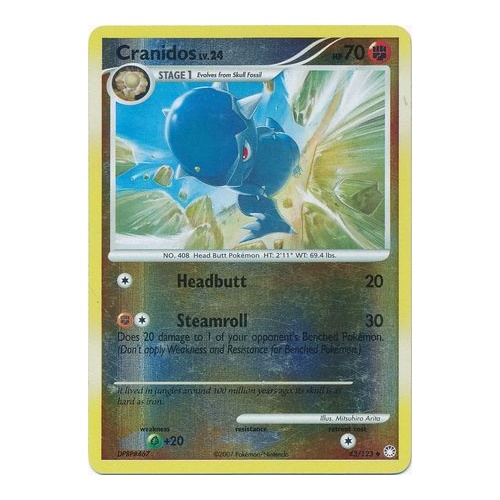 Cranidos 43/123 DP Mysterious Treasures Reverse Holo Uncommon Pokemon Card NEAR MINT TCG