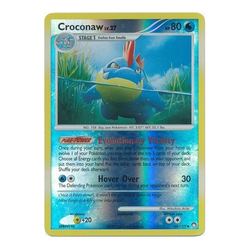 Croconaw 44/123 DP Mysterious Treasures Reverse Holo Uncommon Pokemon Card NEAR MINT TCG