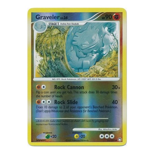 Graveler 51/123 DP Mysterious Treasures Reverse Holo Uncommon Pokemon Card NEAR MINT TCG