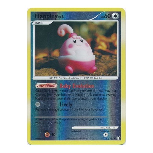 Happiny 52/123 DP Mysterious Treasures Reverse Holo Uncommon Pokemon Card NEAR MINT TCG