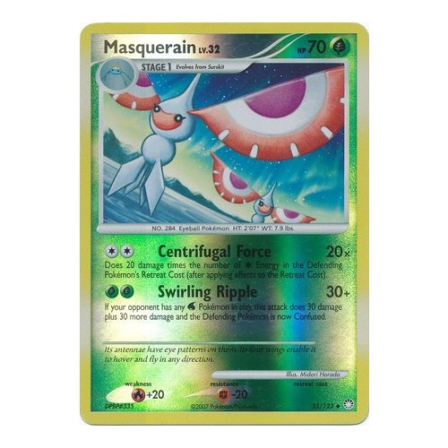 Masquerain 55/123 DP Mysterious Treasures Reverse Holo Uncommon Pokemon Card NEAR MINT TCG