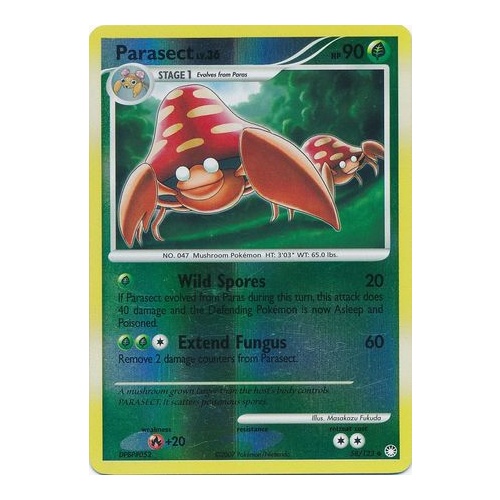 Parasect 58/123 DP Mysterious Treasures Reverse Holo Uncommon Pokemon Card NEAR MINT TCG